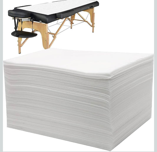 Lot de 50 Draps, Draps de Lit Jetables Tissu Non-tissé Draps de Massage pour Massage, SPA, Tatouage, Lit, Hôpital, Voyager - 80 x180cm (blanc)