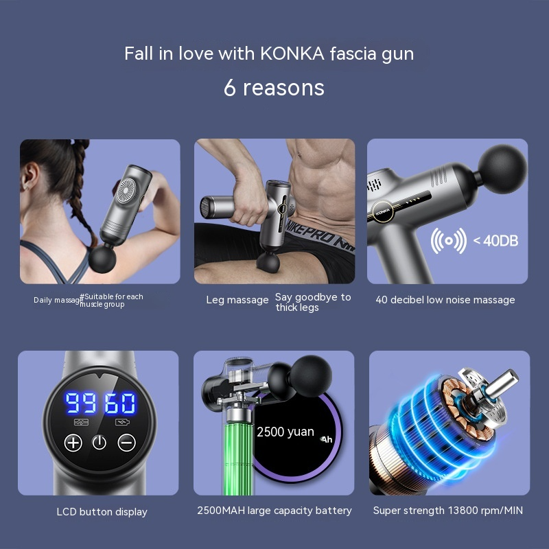 Pistolet de Massage Musculaire Portable et Rechargeable – Masseur de Tissus Profonds à Plusieurs Vitesses