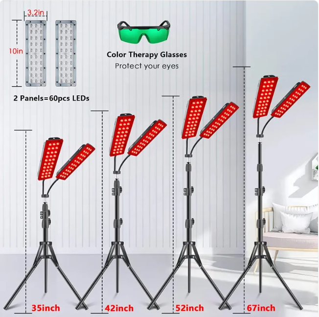 Lampe de luminothérapie rouge pour trépied à double tête